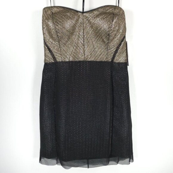 NWT PHOEBE by KAY UNGER WOOL Blend Strapless Metallic Dress‎ 62D0280 Size 16 - Picture 4 of 16